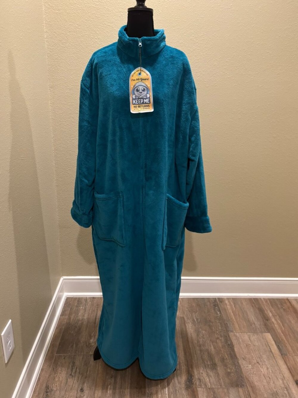 NWT Alexander Del Rossa Plush Zip Front Robe Housecoat Teal Green 2X Plus